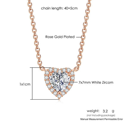 Minimalist Simple Crystal Pendants Necklaces For Women Charms Zirconia Necklace Rose Gold Color Fashionable Neck Jewelry Gifts