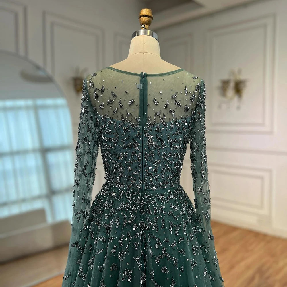 Luxury Elegant Turquoise Evening Dress Gown with Cape  for Formal Occasion 2025 LA72965 Serene Hill Customized