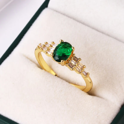 Fashion Green Cubic Zirconia 18K Gold Plated Emerald Crystal For Women Charm Bling Luxury CZ Zircon Jewelry New