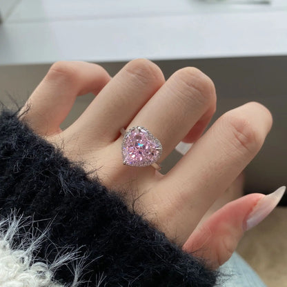 EUREKA 925 Sterling Silver Crushed Ice Cut Lab Pink Sapphire Gemstone Ring For Women Wedding Engagement Jewelry