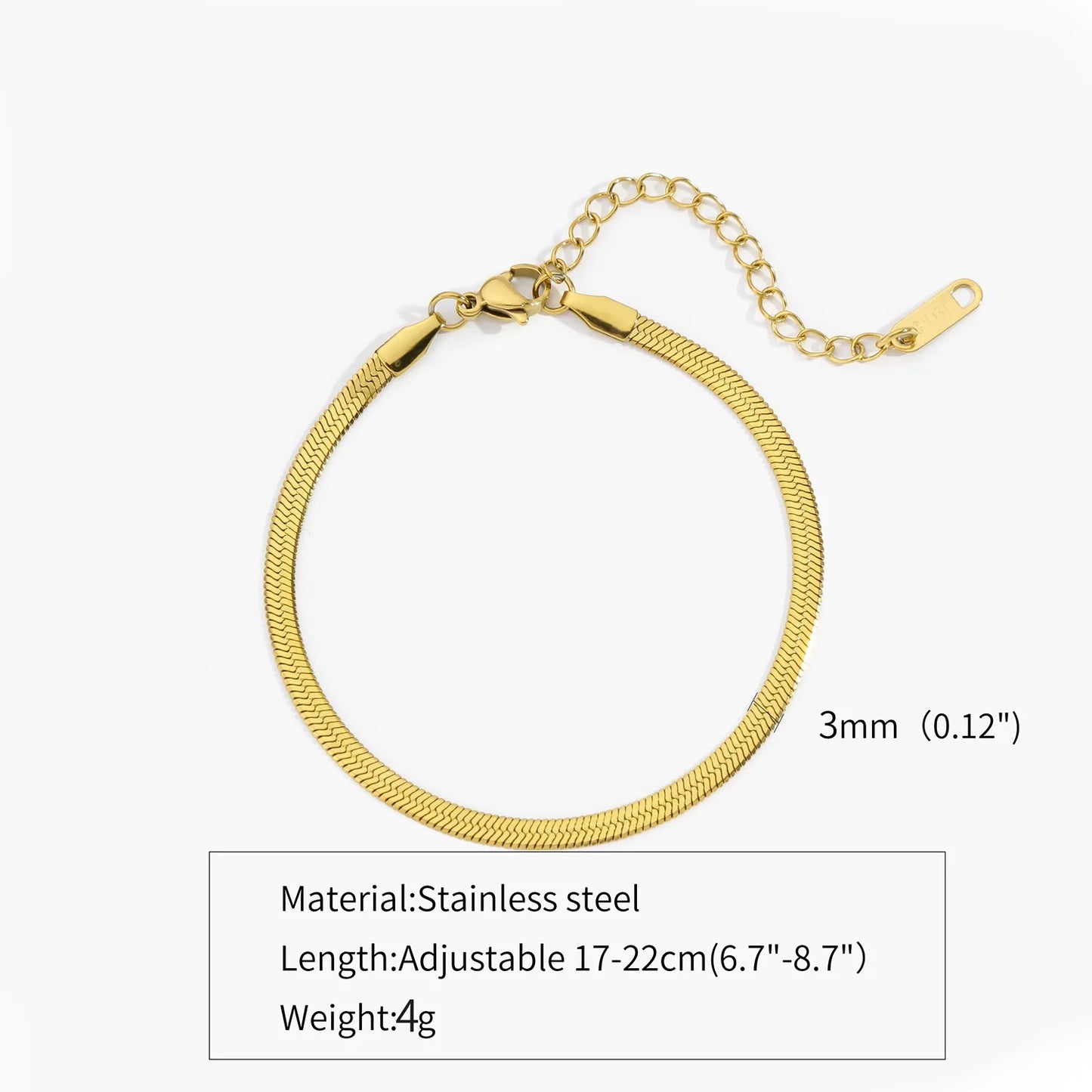 Hip Hop Stainless Steel Bracelet Gold Color Snake Chain Titanium Steel Bracelet For Women Men Fashion Jewelry Accessories