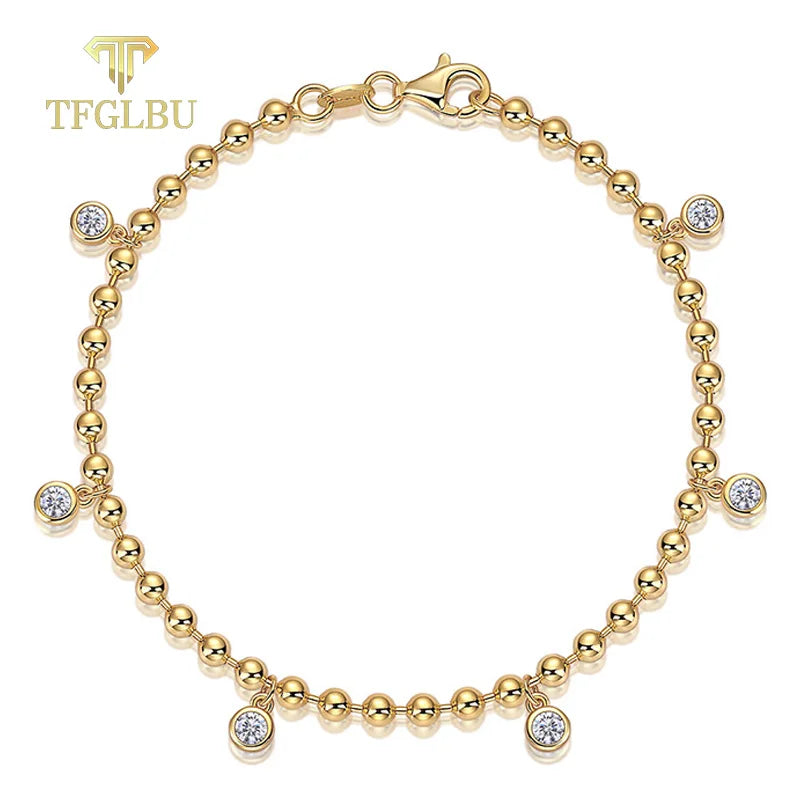 TFGLBU New Full Excellent Cut Moissanite Bracelet for Woman 18k Gold Plated Bangle S925 Sterling Silver Jewelry Party Wholesale