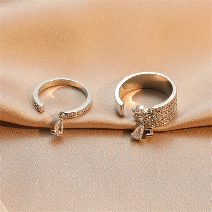 ZAKOL Brand Korea Multilayer Zircon Engagement Open Rings for Women Fashion Water Drop Party Jewelry
