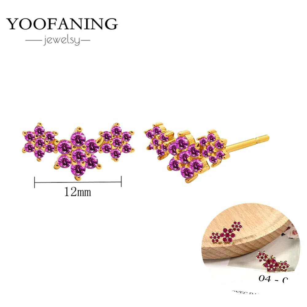 925 Sterling Silver Ear Needle Fashion Exquisite Hoop Earrings  Classic Rose Red Series Earrings for Women Patty Jewelry Gift