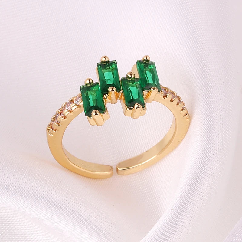 Fashion Green Cubic Zirconia 18K Gold Plated Emerald Crystal For Women Charm Bling Luxury CZ Zircon Jewelry New