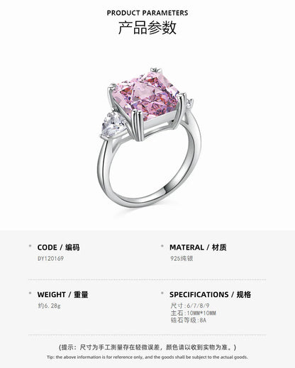 EUREKA 925 Sterling Silver Crushed Ice Cut Lab Pink Sapphire Gemstone Ring For Women Wedding Engagement Jewelry