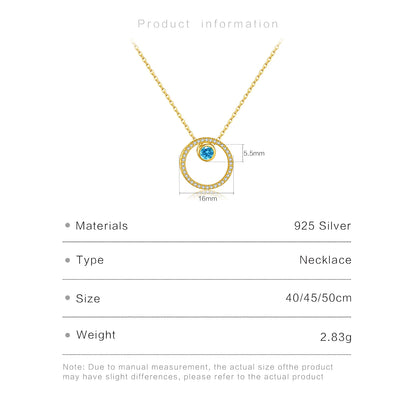 DPLAOPA 925 Sterling Silver Blue Crystal CZ Circle Pendant Zircon Move Triple In 3 Wearing Necklace Luxury Fine Jewelry