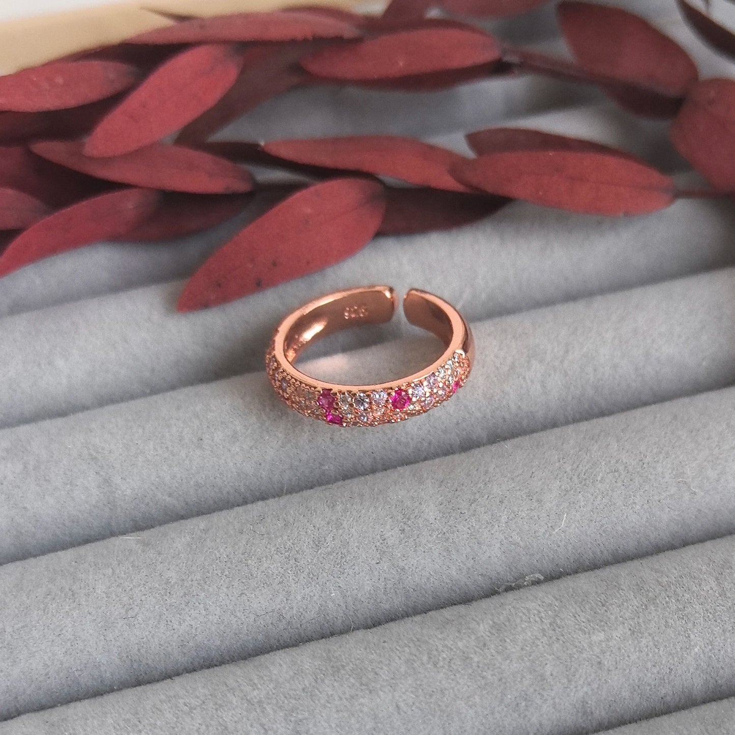 925 Sterling Silver Open Finger Ring Elegant Rose Pink Shining Dazzling Stackable For Women Jewelry Gift Dropship Wholesale