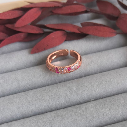 925 Sterling Silver Open Finger Ring Elegant Rose Pink Shining Dazzling Stackable For Women Jewelry Gift Dropship Wholesale
