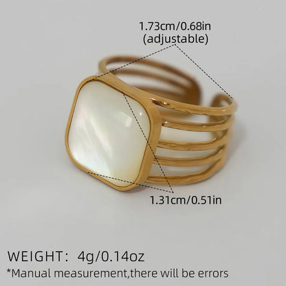 Fashion Shell Stainless Steel 18K Gold Plated Adjustable Opening Rings  for Women Engagement Party Gift Temperament Jewelry 2025