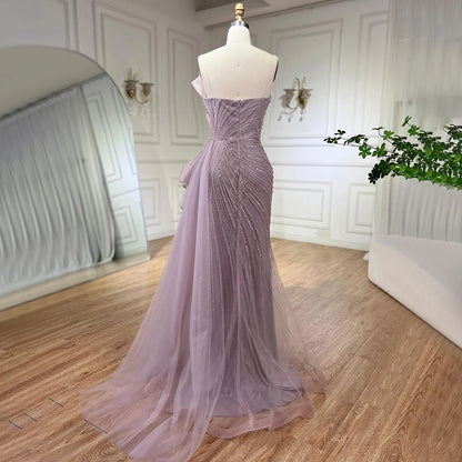 Serene Hill Dubai Green Beaded Mermaid High Split Evening Dresses 2025 Prom  For Party LA72090 Customized