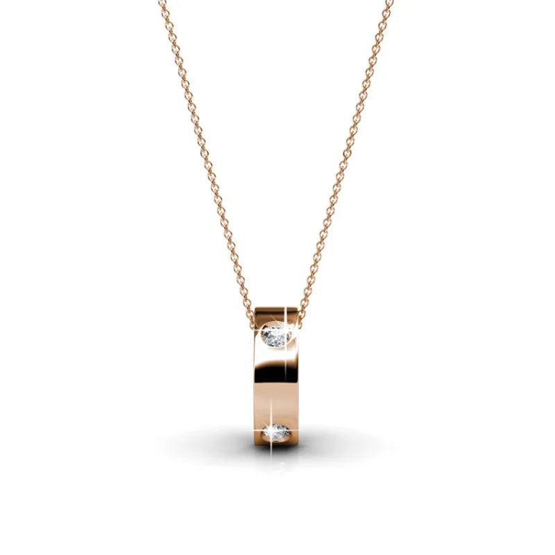 Daisini Trendy Round Geometric Pendant Necklace with Genuine Swarovski Crystals 925 Sterling Silver Fashion Jewelry Gift