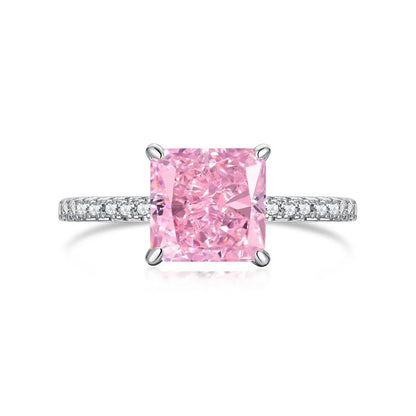 EUREKA 925 Sterling Silver Crushed Ice Cut Lab Pink Sapphire Gemstone Ring For Women Wedding Engagement Jewelry