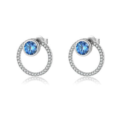 DPLAOPA 925 Sterling Silver Blue Crystal CZ Circle Pendant Zircon Move Triple In 3 Wearing Necklace Luxury Fine Jewelry