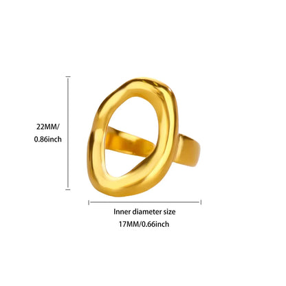 Stainless Steel Irregular Wave Rings For Women Creative Gold Color Adjustable Open Ring Female Jewelry Punk Rapper Anillos Gifts