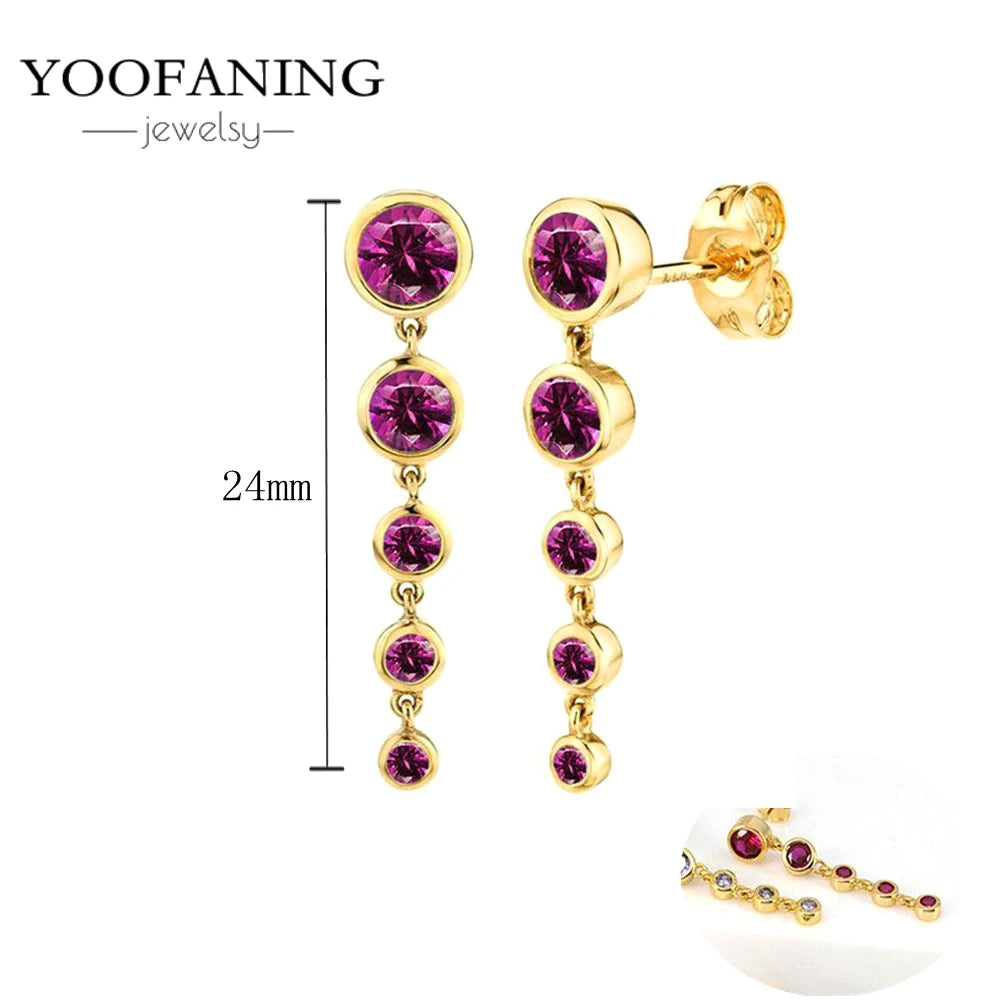 925 Sterling Silver Ear Needle Fashion Exquisite Hoop Earrings  Classic Rose Red Series Earrings for Women Patty Jewelry Gift