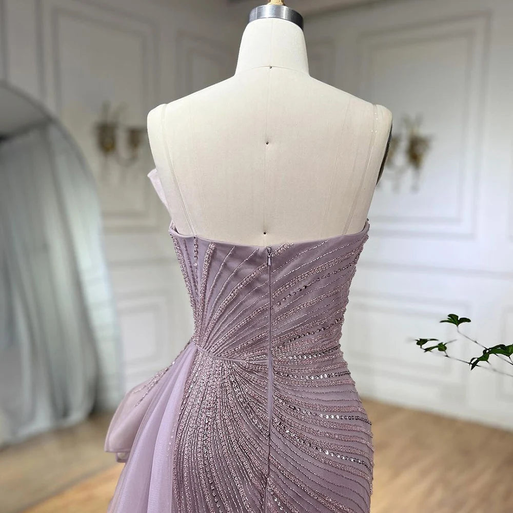 Serene Hill Dubai Green Beaded Mermaid High Split Evening Dresses 2025 Prom  For Party LA72090 Customized