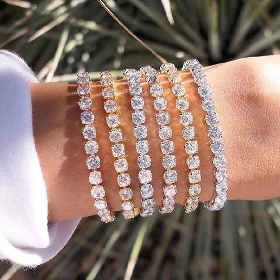 Adjustable Colorful Birthstone Tennis Bracelets for Women 4MM Crystal Bangle Girls Hand Chain Trend Jewelry Accessories H133