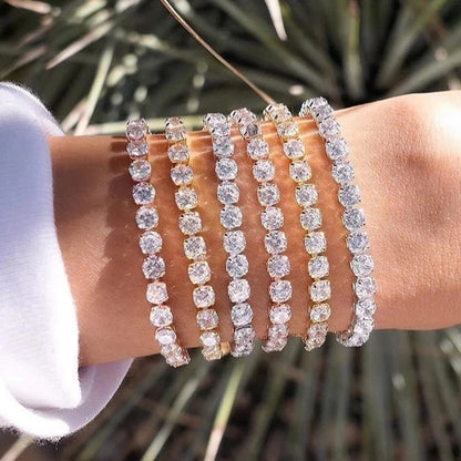 Adjustable Colorful Birthstone Tennis Bracelets for Women 4MM Crystal Bangle Girls Hand Chain Trend Jewelry Accessories H133