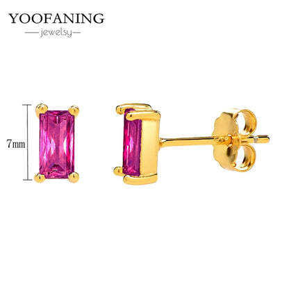 925 Sterling Silver Ear Needle Fashion Exquisite Hoop Earrings  Classic Rose Red Series Earrings for Women Patty Jewelry Gift