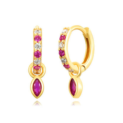 925 Sterling Silver Ear Needle Fashion Exquisite Hoop Earrings  Classic Rose Red Series Earrings for Women Patty Jewelry Gift