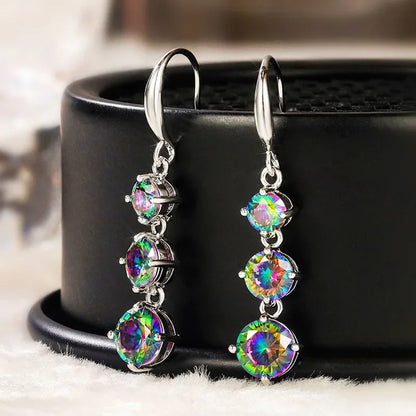 2025 New Colorful Crystal Zircon Bridal Earrings, European and American Personalized Fashion Trend, High End Jewelry