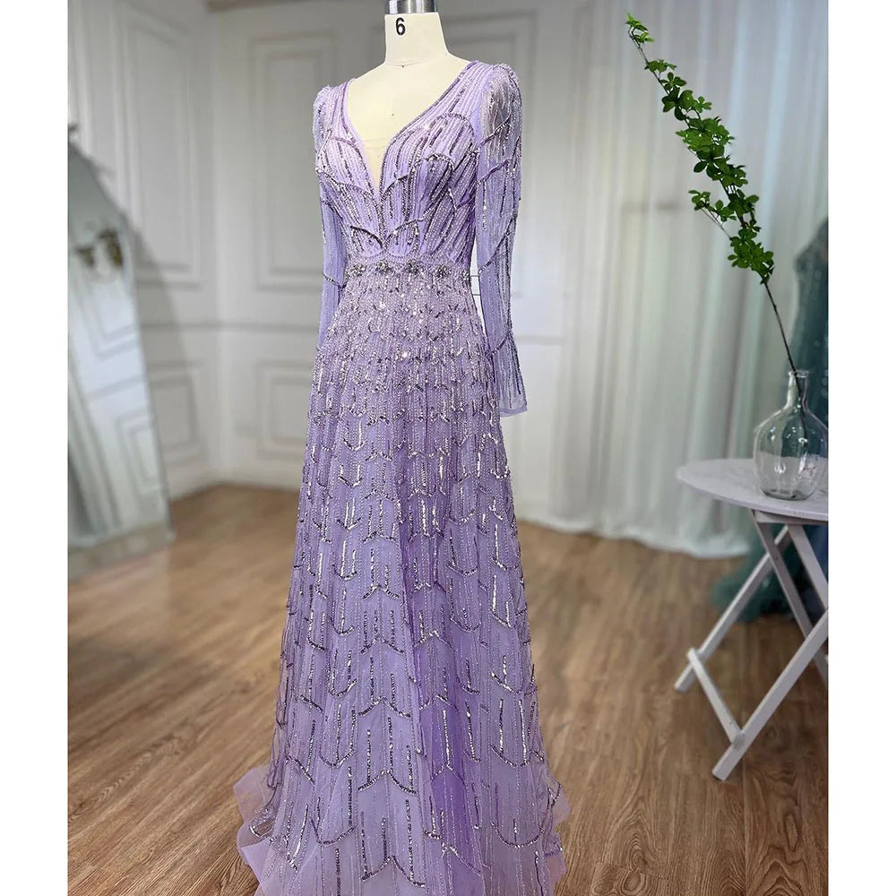 Serene Hill Muslim Designer  Caramel A Line Elegant Beaded Evening Dresses Gowns For Party 2025 LA71940 Customized