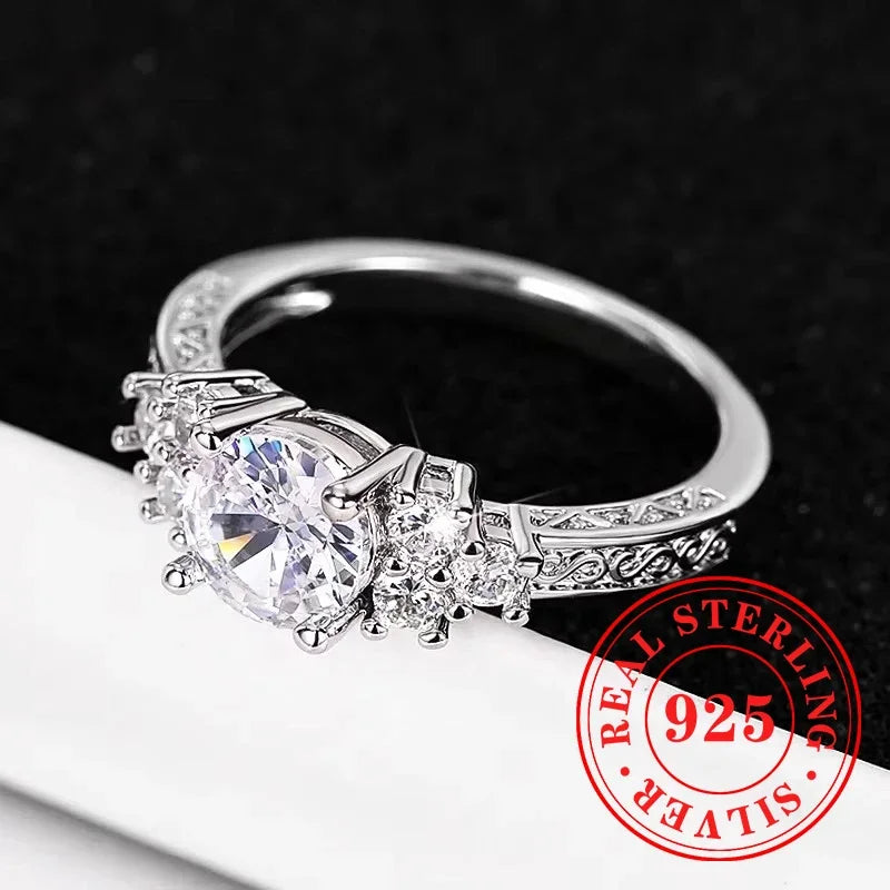 CAOSHI Sparkling Fully Inlaid Zirconia 2Pc/Set Rings 925 Sterling Silver Absolutely Stunning  Jewelry Engagement Women Jewelry