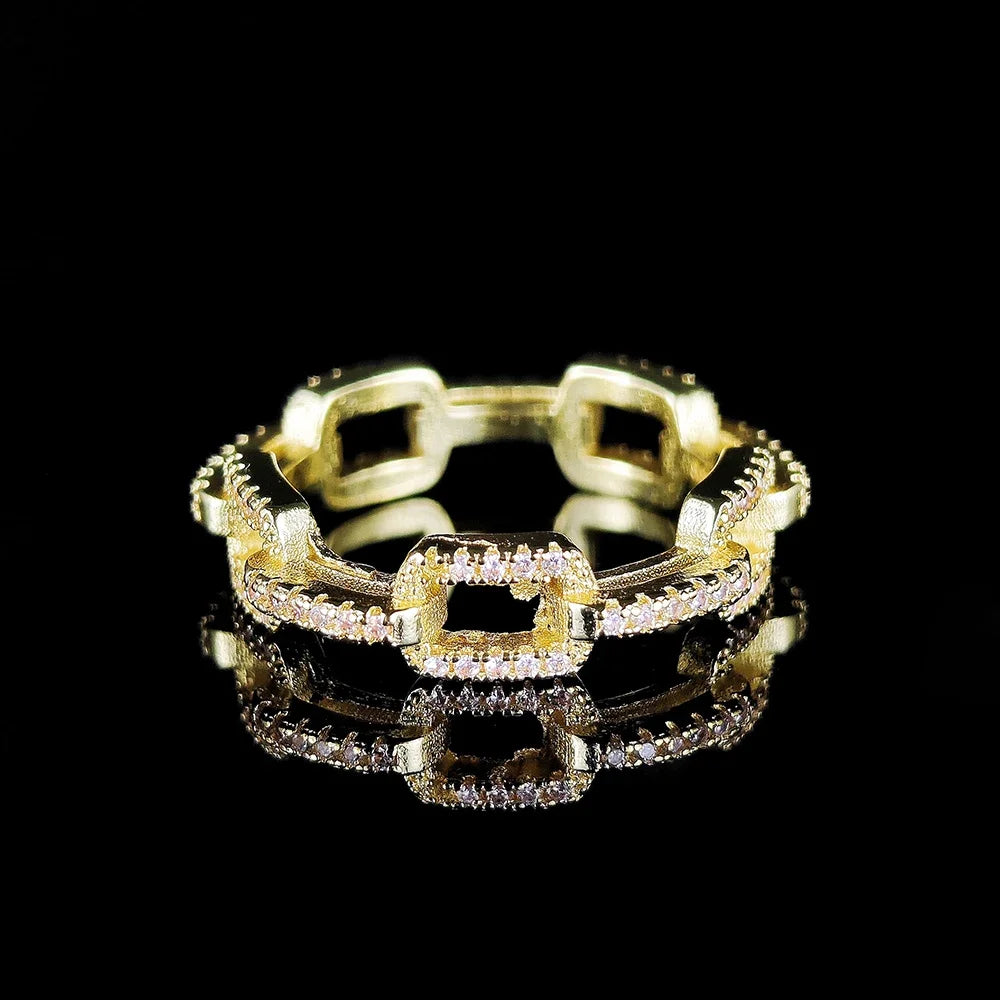 Luxury Designer Trendy Gold Color Eternity Band Gold Plated Ring for Women Free Items Gift Jewelry Wholesale Moonso Z84