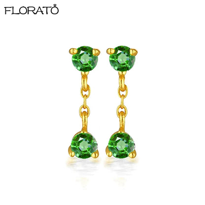 925 Sterling Silver Needle Luxury Green Zircon Pendant Earrings Trend Gold Color Small Hoop Earrings for Women Fashion Jewelry