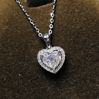 Light Luxury Zircon Heart Pendant Necklaces For Women Trendy Stainless Steel Chain Choker Necklace Bridal Wedding Jewelry Gift