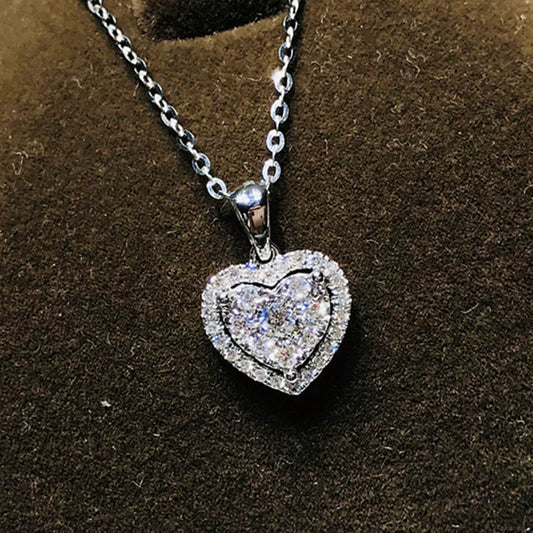 Light Luxury Zircon Heart Pendant Necklaces For Women Trendy Stainless Steel Chain Choker Necklace Bridal Wedding Jewelry Gift