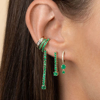 925 Sterling Silver Needle Luxury Green Zircon Pendant Earrings Trend Gold Color Small Hoop Earrings for Women Fashion Jewelry
