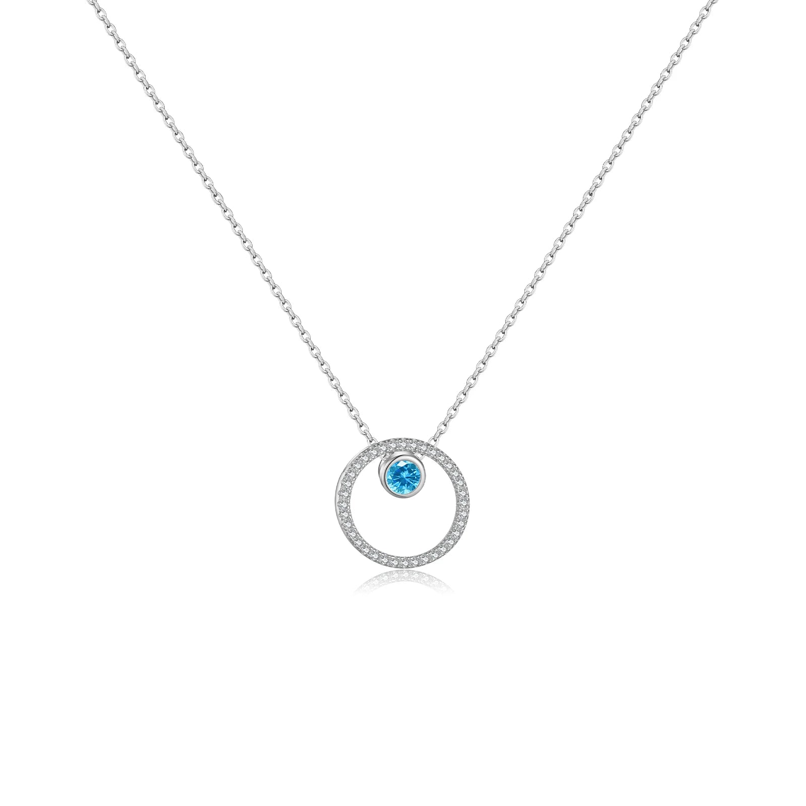 DPLAOPA 925 Sterling Silver Blue Crystal CZ Circle Pendant Zircon Move Triple In 3 Wearing Necklace Luxury Fine Jewelry