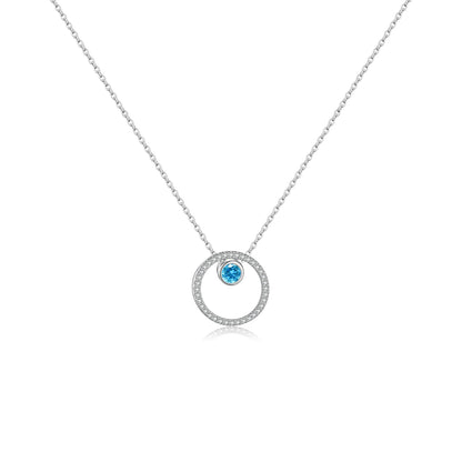 DPLAOPA 925 Sterling Silver Blue Crystal CZ Circle Pendant Zircon Move Triple In 3 Wearing Necklace Luxury Fine Jewelry