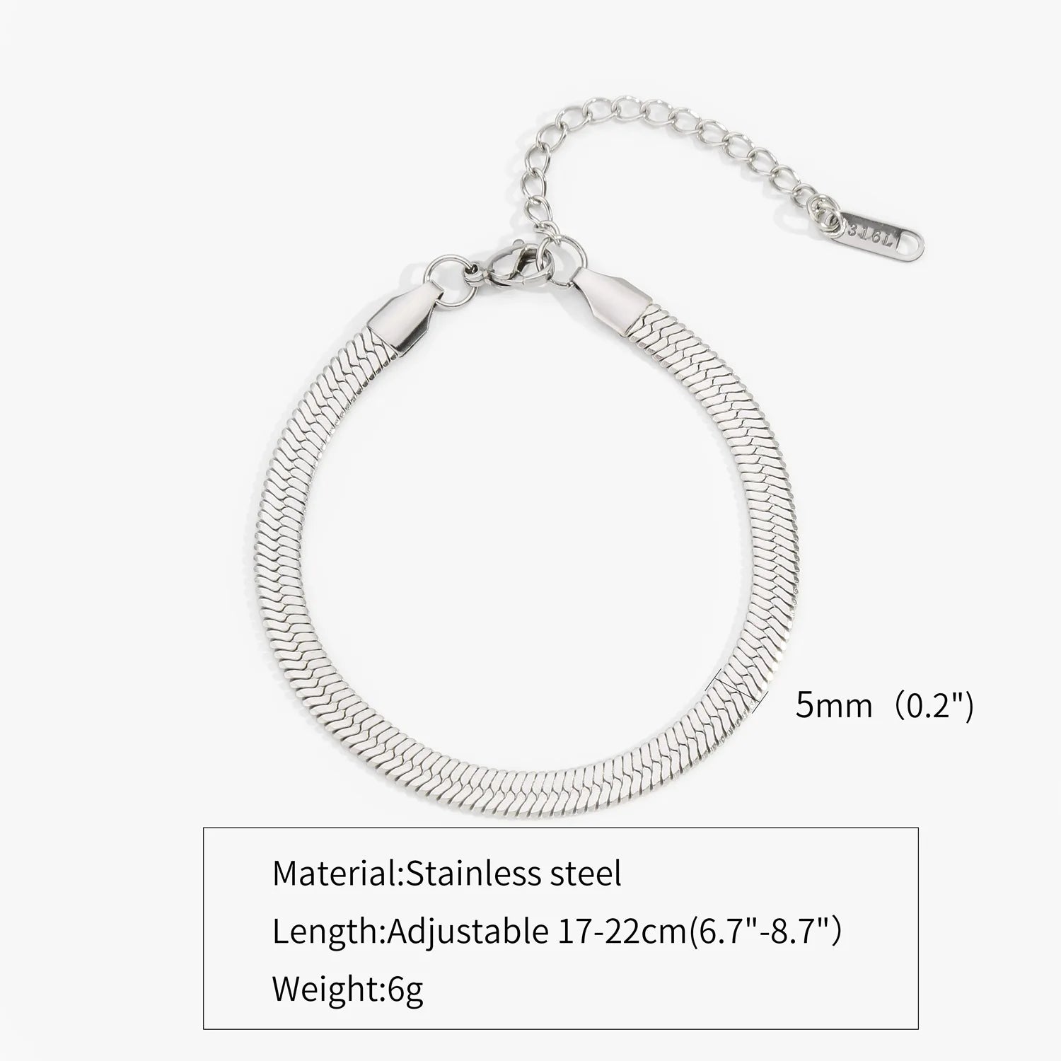 Hip Hop Stainless Steel Bracelet Gold Color Snake Chain Titanium Steel Bracelet For Women Men Fashion Jewelry Accessories