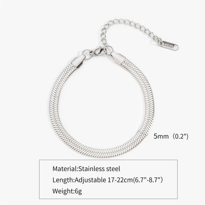 Hip Hop Stainless Steel Bracelet Gold Color Snake Chain Titanium Steel Bracelet For Women Men Fashion Jewelry Accessories
