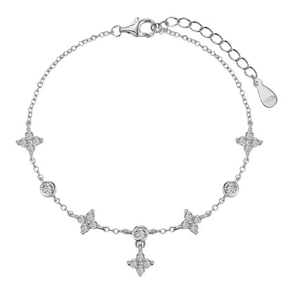 CCFJOYAS 100% 925 Sterling Silver Mini Flower Zircon Bracelet for Girl Minimalist 18k Gold Plated Lucky Bracelet Fine Jewelry