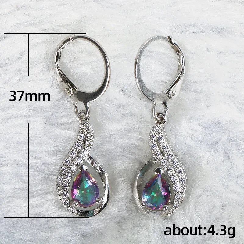 2025 New Colorful Crystal Zircon Bridal Earrings, European and American Personalized Fashion Trend, High End Jewelry