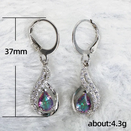 2025 New Colorful Crystal Zircon Bridal Earrings, European and American Personalized Fashion Trend, High End Jewelry