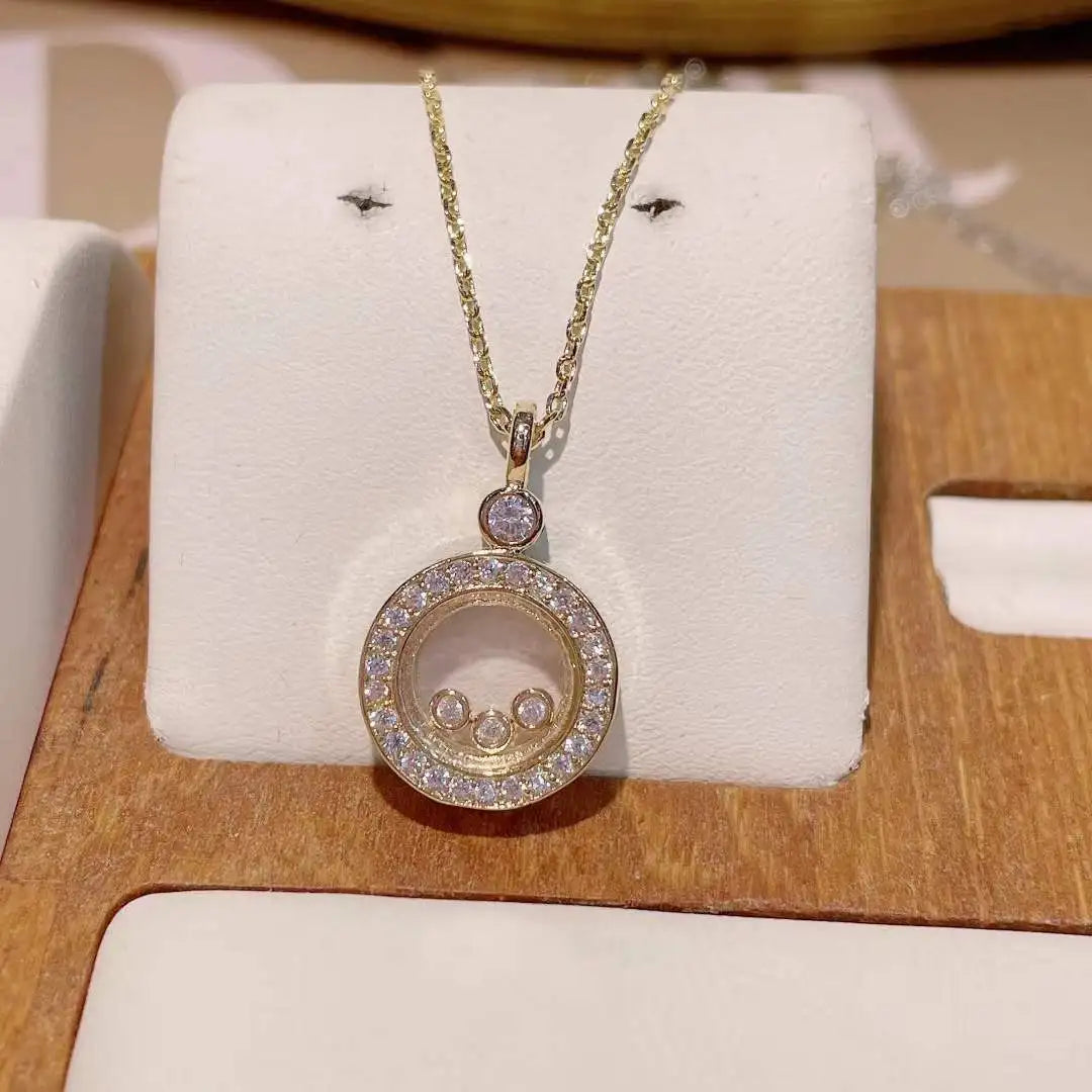 Luxury Round Shape Stackable Pendant Necklace Beautiful Full Cubic Zircon Tennis Chain Dubai Women Party Jewelry Gift D1571