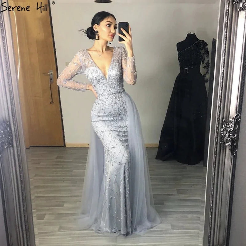 Serene Hill L Lilac s 2025 Dubai Elegant Diamond  Long Luxury Evening Dresse Mermaid Beaded Formal Dress LA70341 Customized