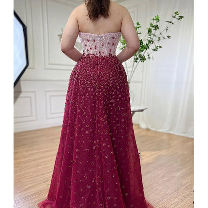 Serene Hill Blue Mermaid High Split With Skirt Sweetheart Strapless Beaded Party Dresses  Women Evening 2025 LA71796 Customized
