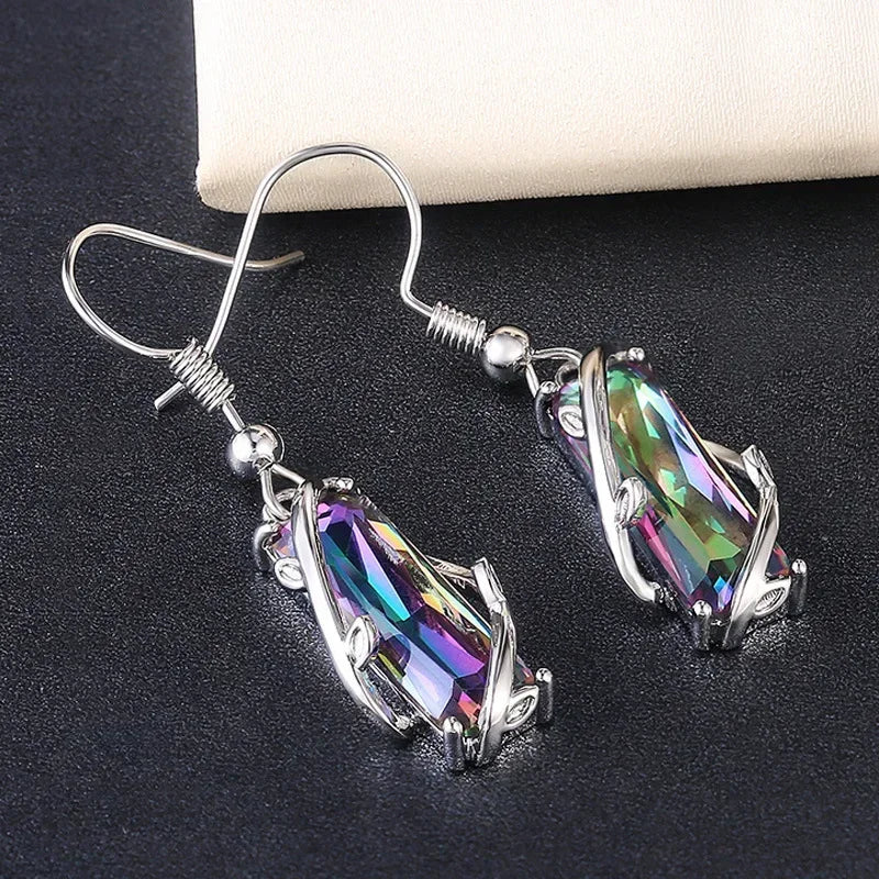2025 New Colorful Crystal Zircon Bridal Earrings, European and American Personalized Fashion Trend, High End Jewelry