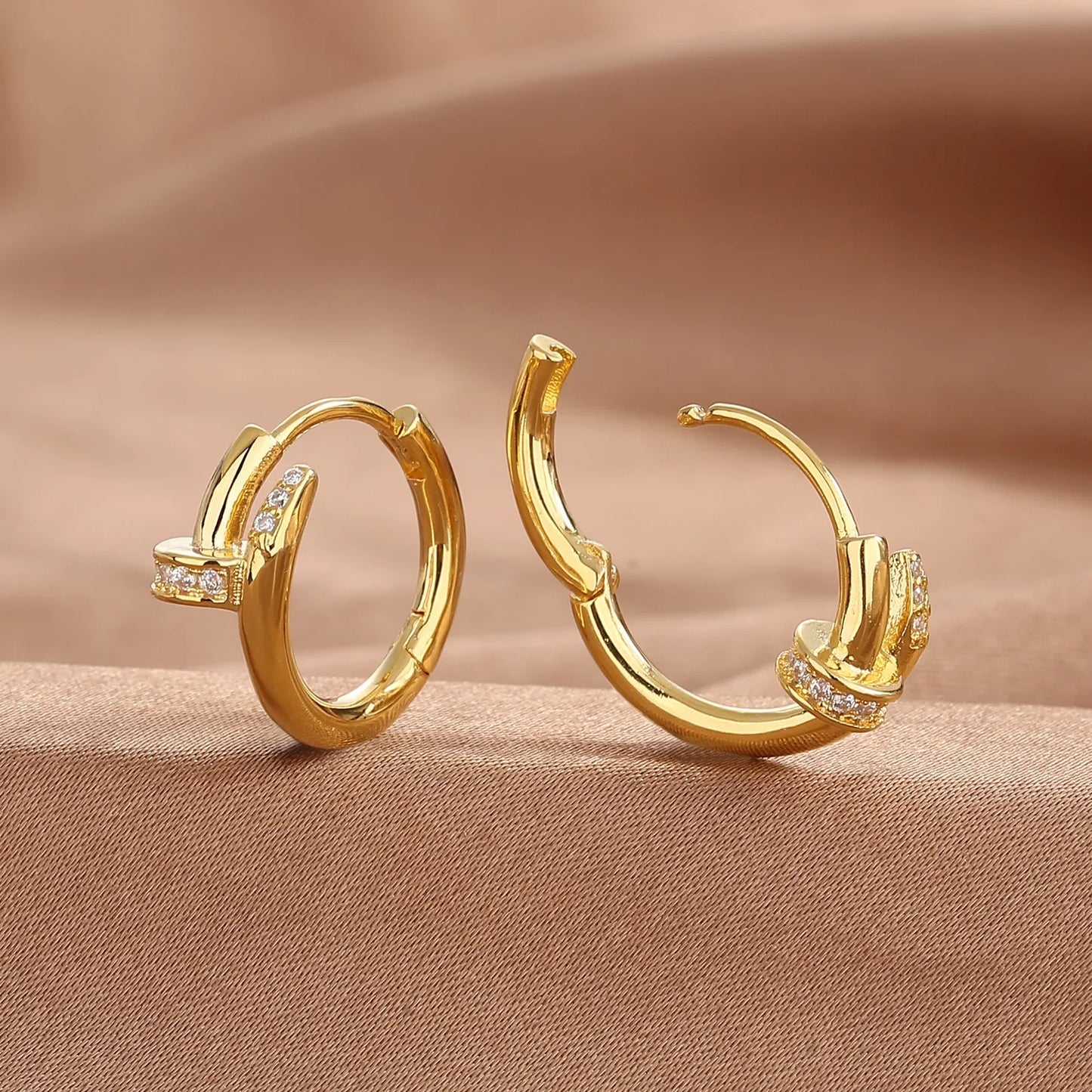 XINYI Plated Zircon Round Circle Hoop Earring for Women Minimalist Trendy Accessories Party Wedding Jewelry gifts