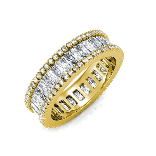 Daisini Band Ring Embellished with Premium Swarovski Crystals for Women Quality Brass with 18K White Gold Plated Fashion Jewelry