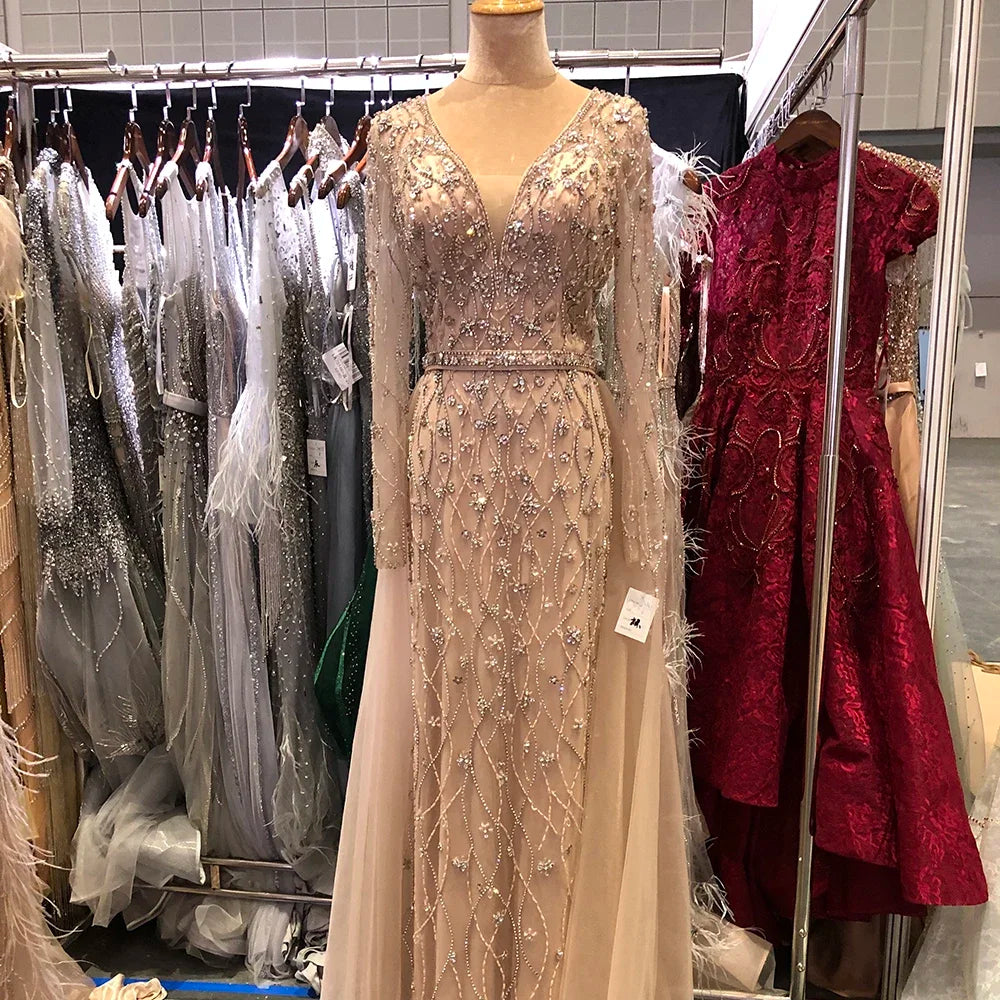 Serene Hill L Lilac s 2025 Dubai Elegant Diamond  Long Luxury Evening Dresse Mermaid Beaded Formal Dress LA70341 Customized