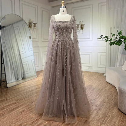 Serene Hill 2025 Customized Pink Elegant Mermaid Luxury Pearls Beaded Arabic Evening Dress Gown for Formal Occasion LA71803A