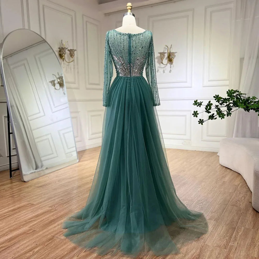 Serene Hill Pink  With Overskirt Split  Beaded Mermaid Evening Dresses Gowns  2025 LA72431 Customized