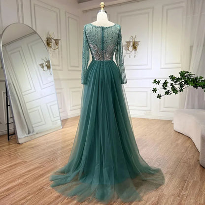 Serene Hill Pink  With Overskirt Split  Beaded Mermaid Evening Dresses Gowns  2025 LA72431 Customized